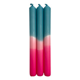 Dinner Candles Set Of 3 Dip Dye Turquoise Flamingo