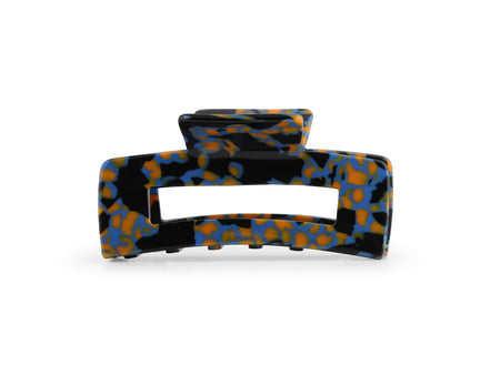 Bulldog Hairclip Resin Blue Black Orange