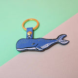 Key Fob Leather Humpback Whale Cornflower