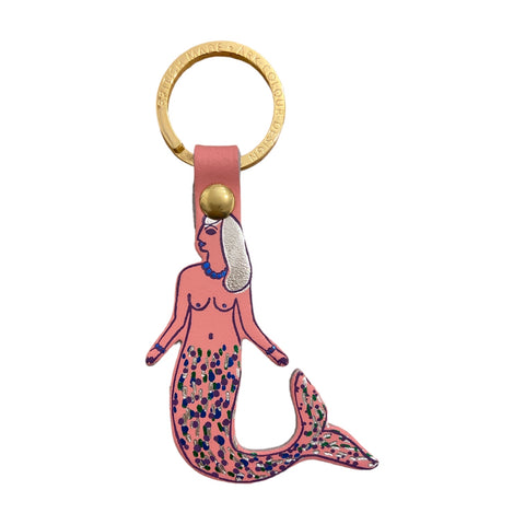 Key Fob Leather Foil Embossed Mermaid Pink