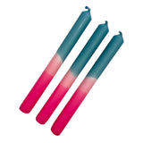 Dinner Candles Set Of 3 Dip Dye Turquoise Flamingo