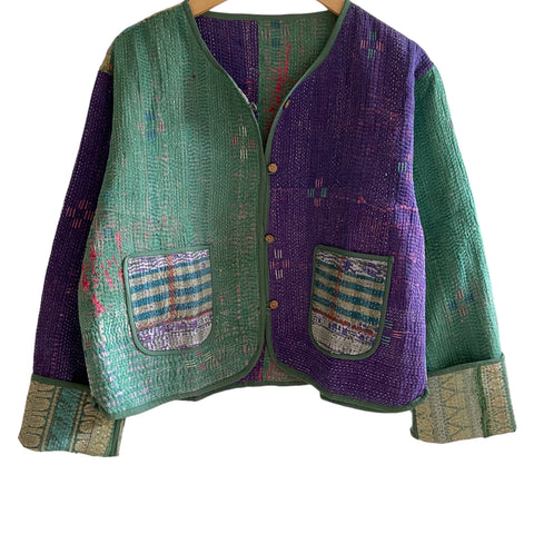 Jacket Reversable Vintage Kantha Cotton Jade Block