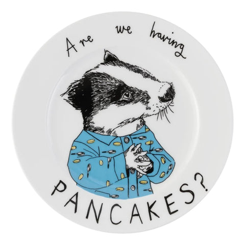 Plate China Are We Having Pancakes Badger