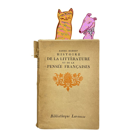 Bookmark Leather Yellow Cat Pink Dog