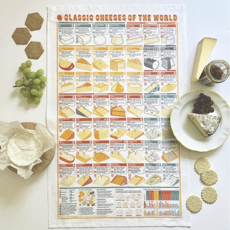 Tea Towel Cotton Classic Cheeses of the World