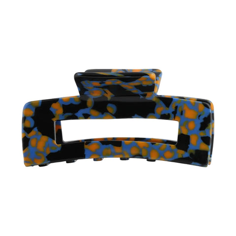 Bulldog Hairclip Resin Blue Black Orange