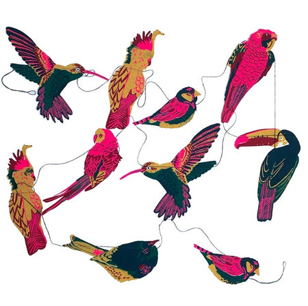 Garland Sewn Paper Tropical Birds