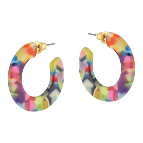 Hoop Earrings Resin Jessica Red Orange Lilac