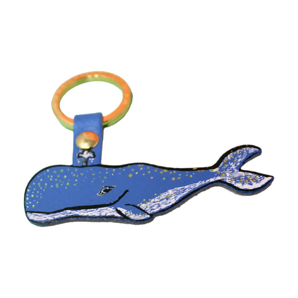 Key Fob Leather Humpback Whale Cornflower