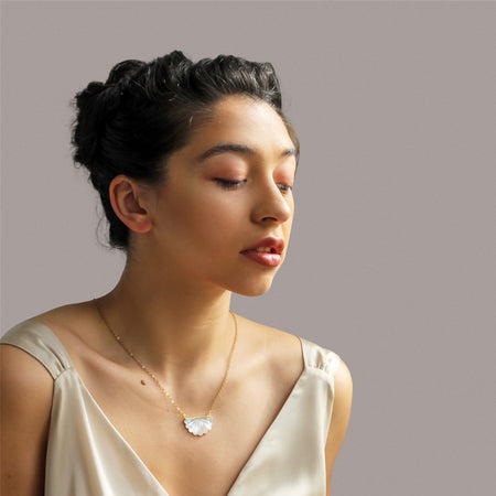 Necklace Gold Plated Mother of Pearl Scallop Fan