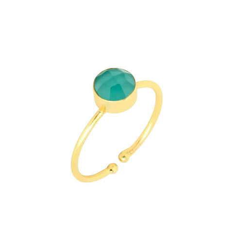 Ring Adjustable Size Dotty Aqua Chalcedony