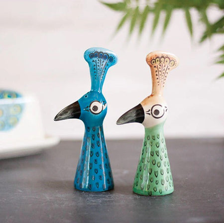 Peacock Stoneware Salt And Pepper Shakers