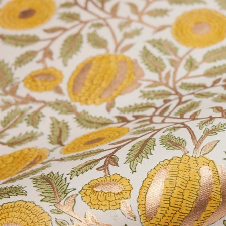 Wrapping Paper Sheet Hand Block Printed Marigold Glitz Sunshine