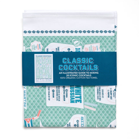 Tea Towel Cotton Classic Cocktails Tea Towel