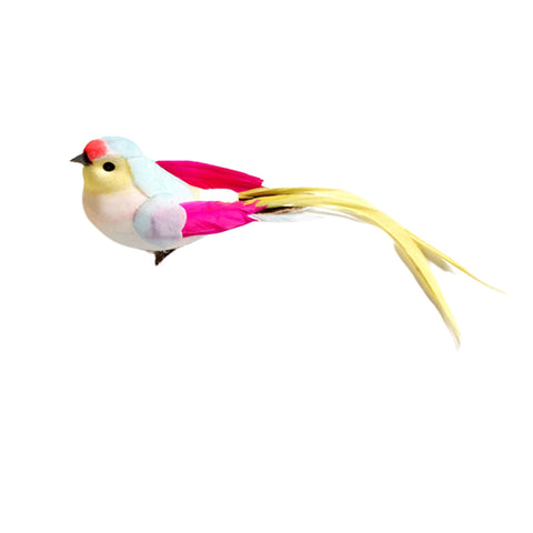 Artificial Bird Decoration Clip On Yellow Tail