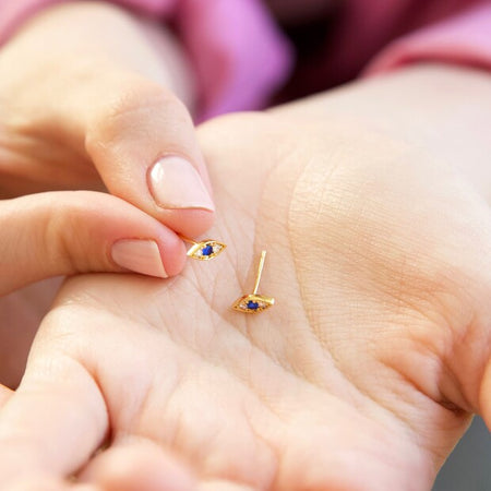 Stud Earrings Crystal Eye Cubic Zirconia Gold Plated