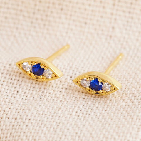 Stud Earrings Crystal Eye Cubic Zirconia Gold Plated