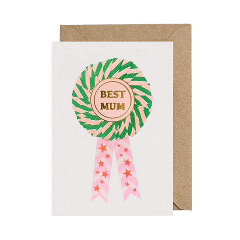 Happy Mothers Day Card Rosette Green