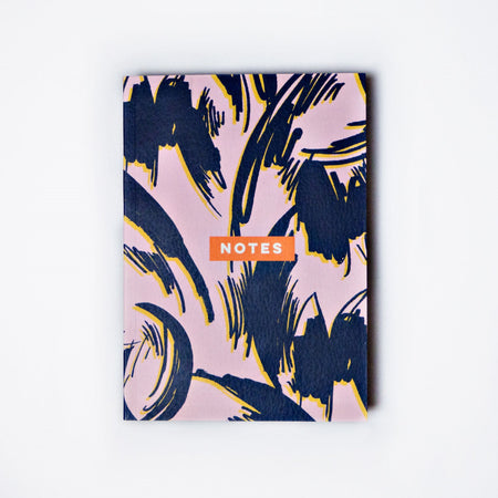 Lilac and navy floral design on cover of 144 paged notebook.