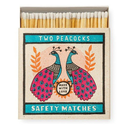 Boxed Matches Two Peacocks