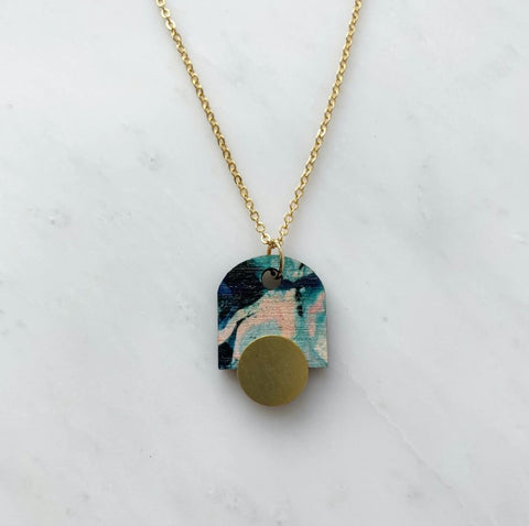 Necklace Mini Arc Pastel On Gold Chain