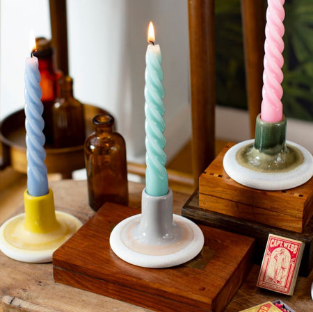 Candle Holder Grey Mojave Glaze