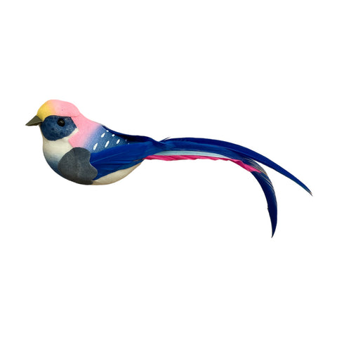 Artificial Bird Decoration Clip On Indigo