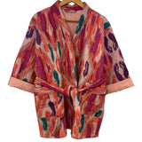 Jacket Pure Cotton Quilted Reversable Ikat Pink Jade