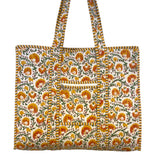 Tote Bag With Zipper Yellow Red Floral