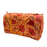 Cosmetic Pouches Quilted Cotton Set Of 3 Apricot Floral