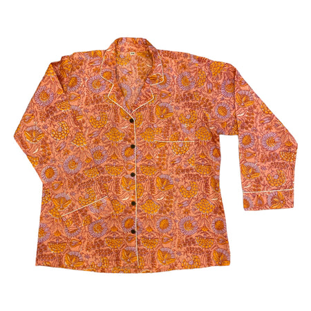 Pyjama Set Cotton Floral Block Print Apricot