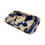 Soap Dish Ceramic Square Edge Blue Splatter