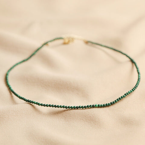 Necklace Beaded Tiny Green Malachite