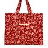 Tote Bag With Zipper Red Floral