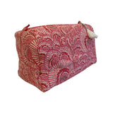 Cosmetic Wash Bag Cotton Block Print Pink