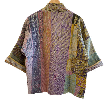 Jacket Cotton Reversable Vintage Kantha Lilac Ocher