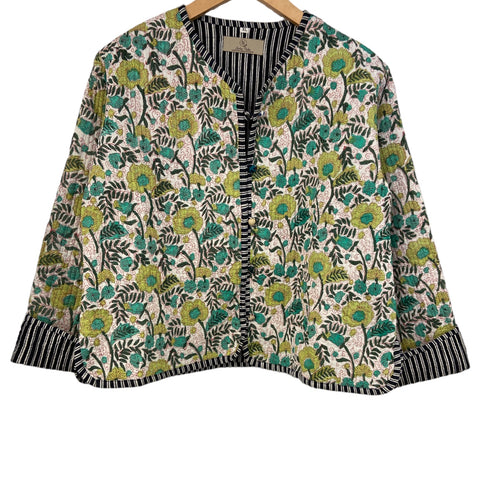 Jacket Cotton Quilted Reversable Floral Green
