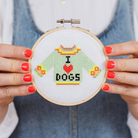 Cross Stitch Kit I Love Dogs