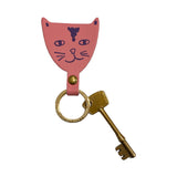 Key Fob Leather Cat Pink