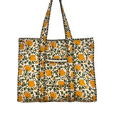 Tote Bag With Zipper Yellow Floral