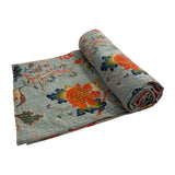 Kantha Throw Blue Flower