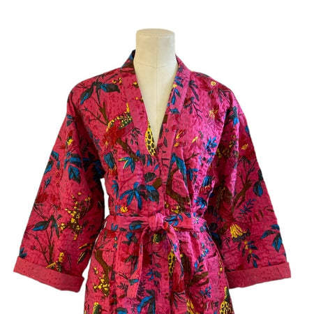 Robe Cotton Kantha Birds And Flowers