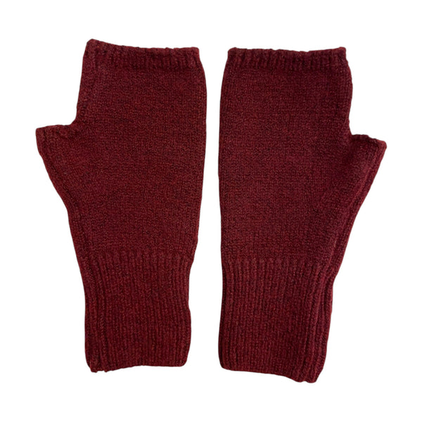 Fingerless Mittens Cashmere Blend Burgundy