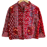 Jacket Quilted Cotton Reversible Patchwork Red