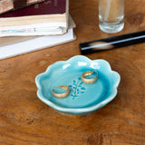 Ceramic Trinket Dish Scalloped Edge Blue