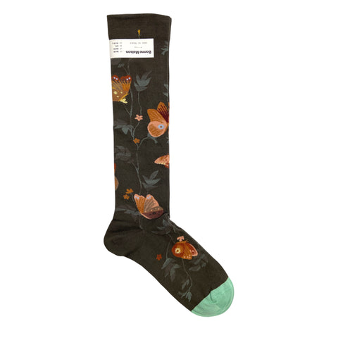 Bonne Maison Long Socks Umber Butterfly