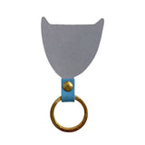 Key Fob Leather Cat Turquoise