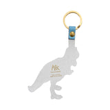 Key Fob Leather Foil Embossed T-Rex Turquoise