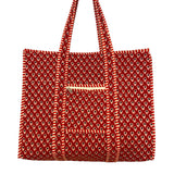 Tote Bag With Zipper Red Ebony Floral