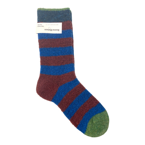 Bonne Maison Wool Socks Indigo Stripe